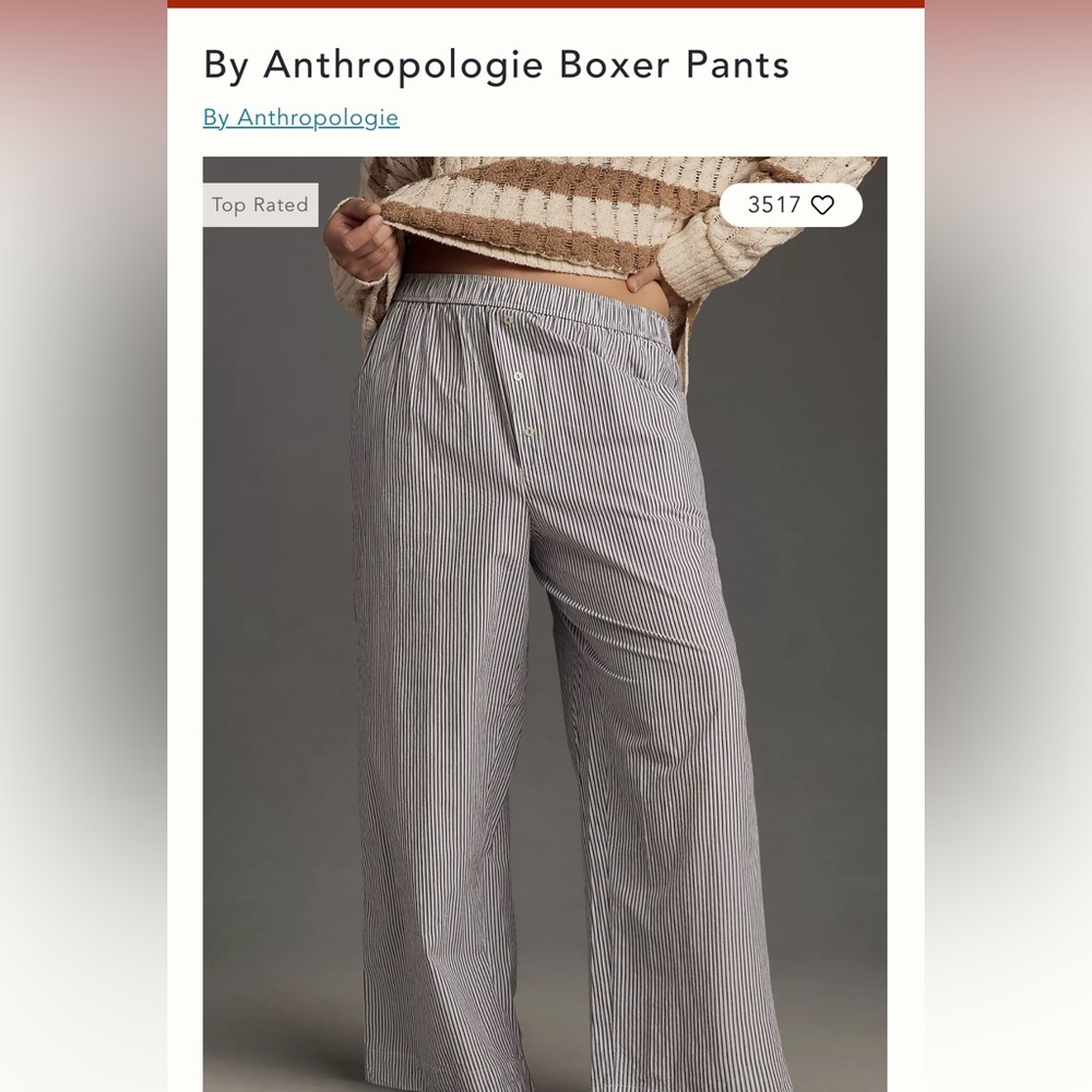Anthropologie Striped Boxer Pants size L NWOT